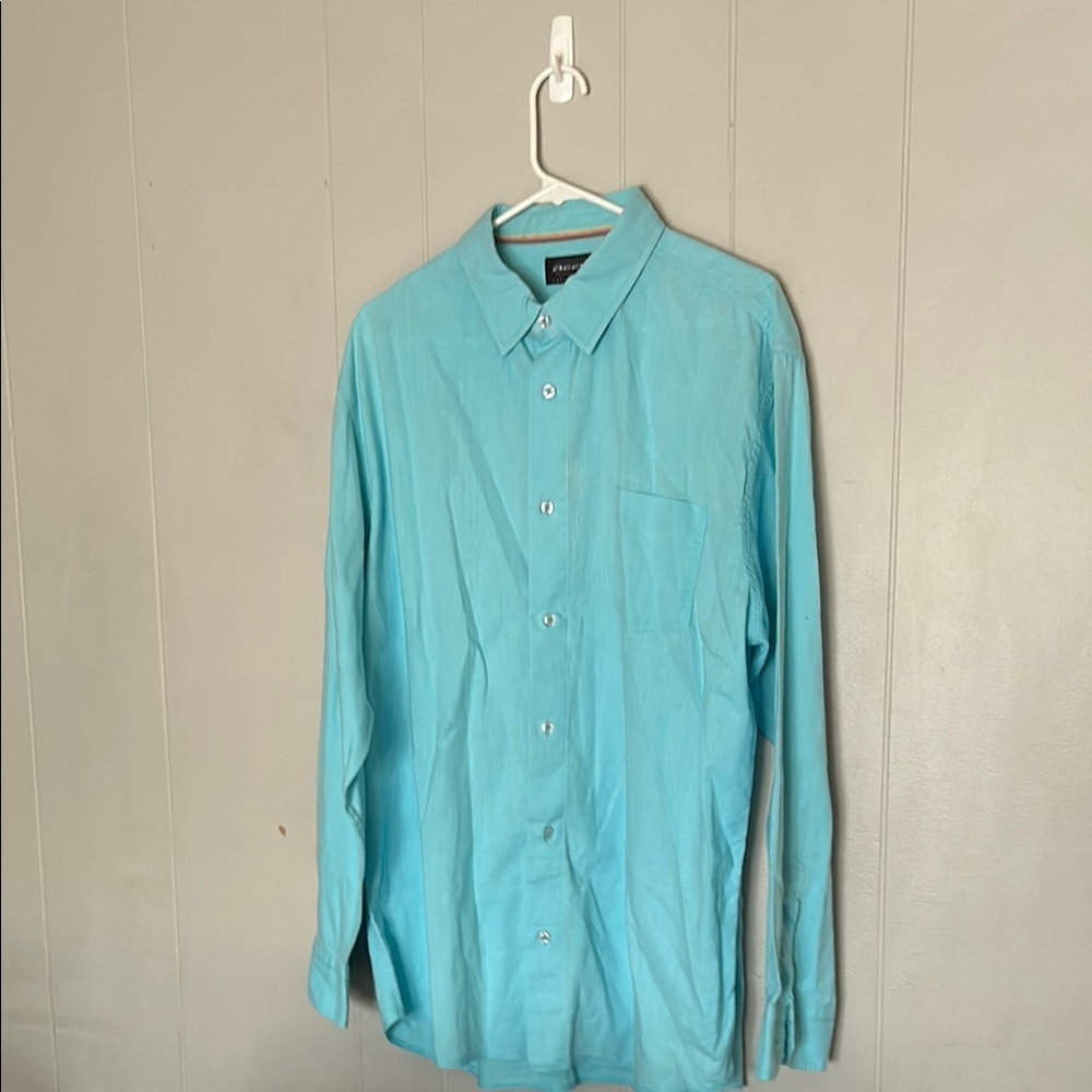 Reel Cotton Reel Turquoise Button-Down Long Sleeve Shirt Men’s XL